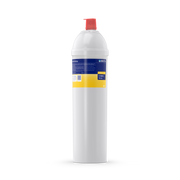Vista frontal del filtro BRITA PURITY C500 MinUp con carcasa blanca, etiqueta azul y amarilla y tapón rojo