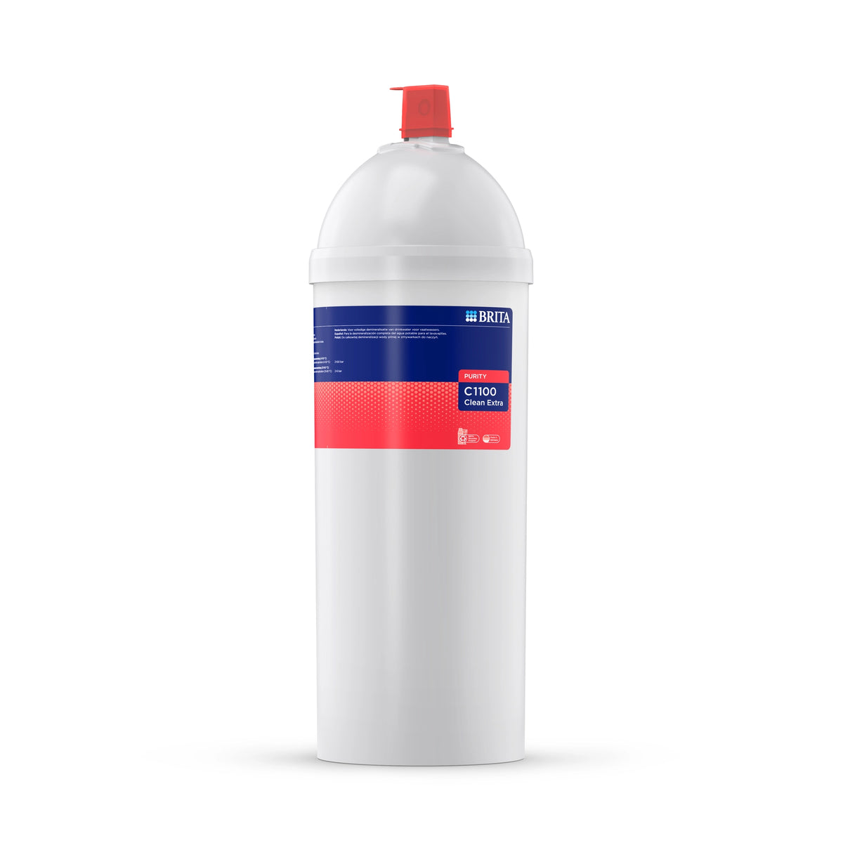 Filtro de agua BRITA PURITY C1100 Clean Extra sobre fondo blanco