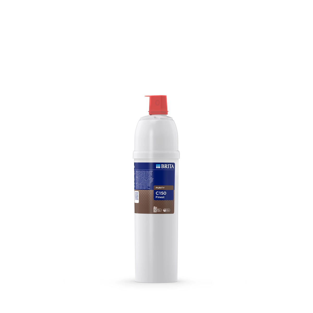 Filtro de agua BRITA PURITY C150 Finest sobre fondo blanco