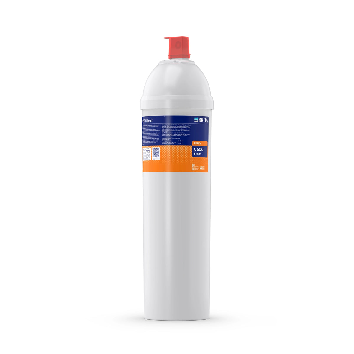 Filtro de agua BRITA PURITY C500 Steam sobre fondo blanco